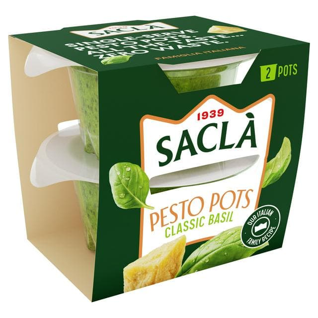 Sacla' Pesto Pots No. 1 Classic Basil 2x45g - gallery image 1