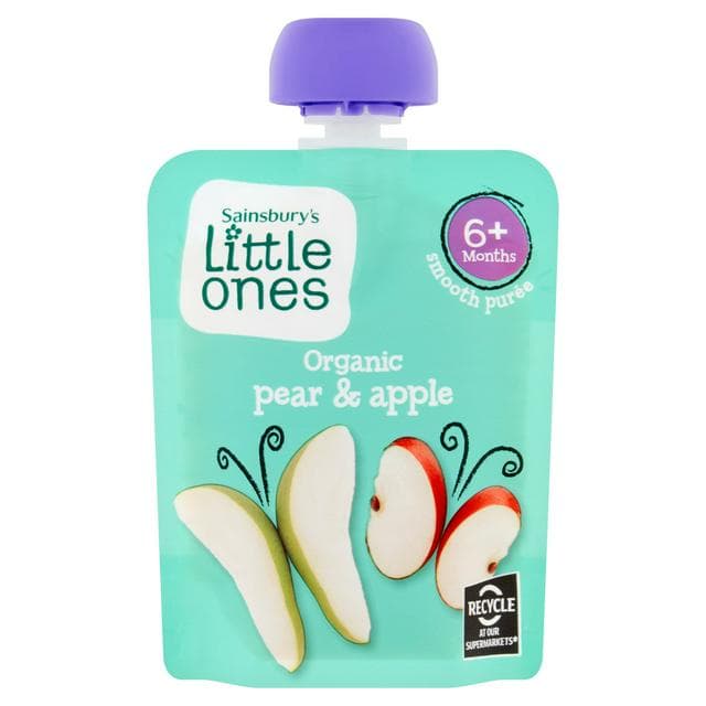 Sainsbury's Little Ones Organic Pear & Apple Smooth Puree 6+ Months 70g - gallery image 1