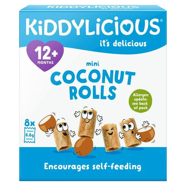 Kiddylicious Original Mini Coconut Rolls Baby Snacks 8x7g - gallery image 1