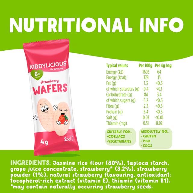 Kiddylicious Strawberry Maxi Wafers Baby Snacks 10x4g - gallery image 3