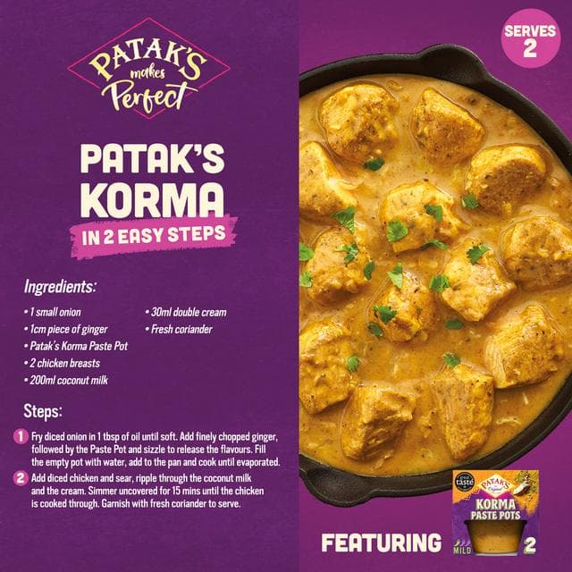Patak's Indian 2 x 70g Korma Curry Paste Pots - gallery image 2