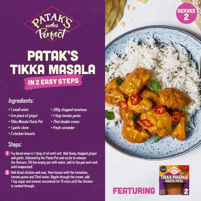 Patak's Indian 2 x 70g Tikka Masala Curry Paste Pots - gallery image 2