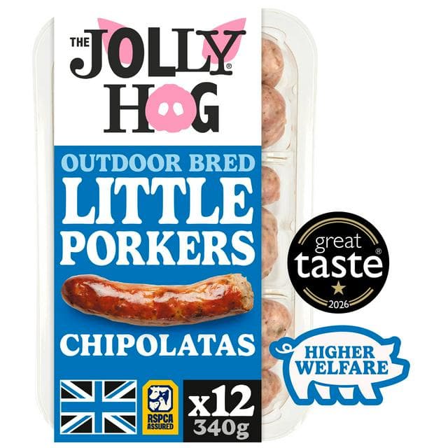 The Jolly Hog 12 x British Little Porker Chipolata Sausages with Rubbed Sage 340g - gallery image 1