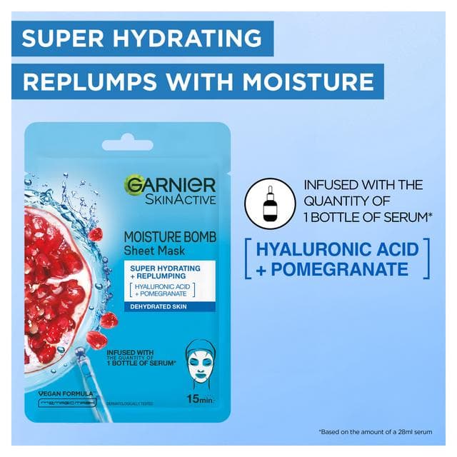 Garnier Moisture Bomb Pomegranate Hydrating Face Sheet Mask - gallery image 2