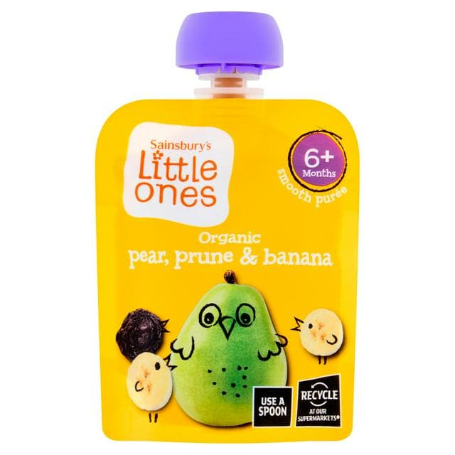 Sainsbury's Little Ones Organic Pear, Prune & Banana Smooth Puree 6+ Months 70g - gallery image 1
