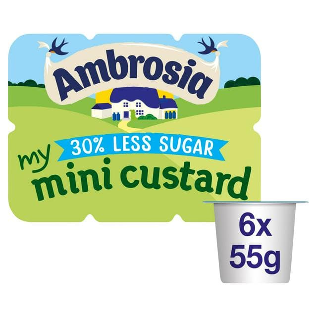 Ambrosia My Mini 6 x 55g Reduced Sugar Custard Lunchbox Snack Pots - gallery image 1