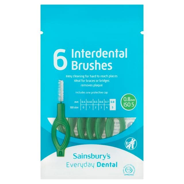 Sainsbury's Interdental Brush 0.8mm ISO 5 Green x6 - gallery image 1