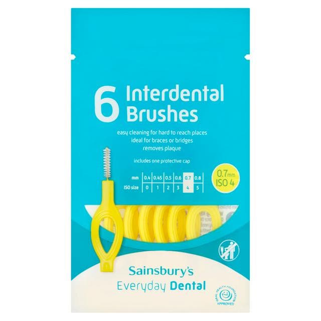 Sainsbury's Interdental Brush 0.7mm ISO 4 Yellow x6 - gallery image 1
