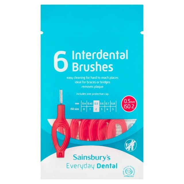 Sainsbury's Interdental Brush 0.5mm ISO 2 Red x6 - gallery image 1
