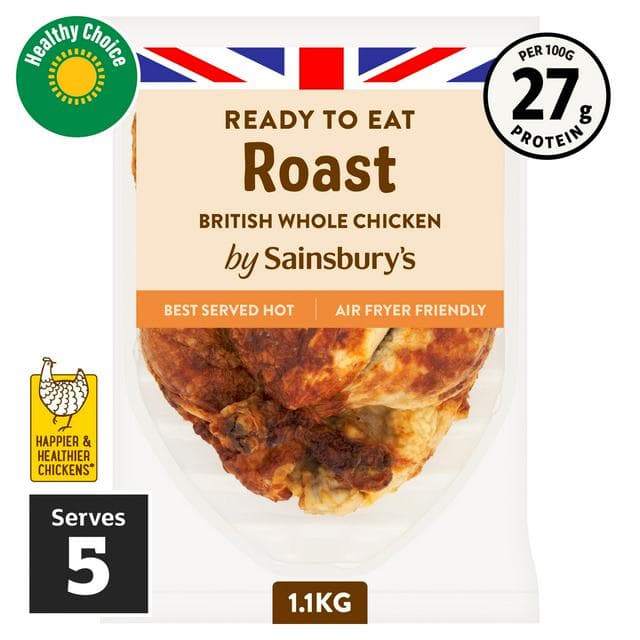 Sainsbury's Roast Whole Cooked British Chicken 894g - 1112g - gallery image 1