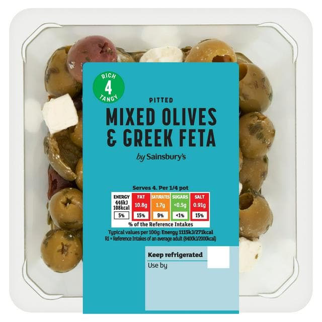 Sainsbury's Mixed Olives & Greek Feta 160g - gallery image 1