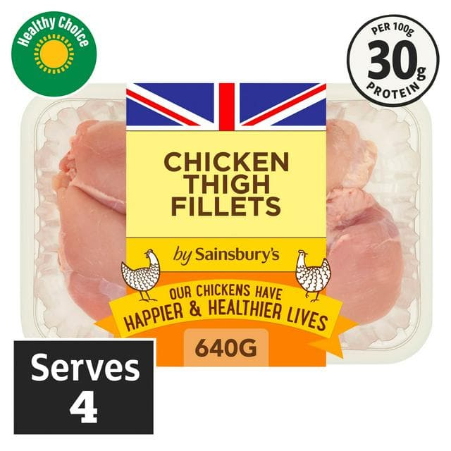 Sainsbury's 640g British Fresh Skinless & Boneless Chicken Thigh Fillets - gallery image 1