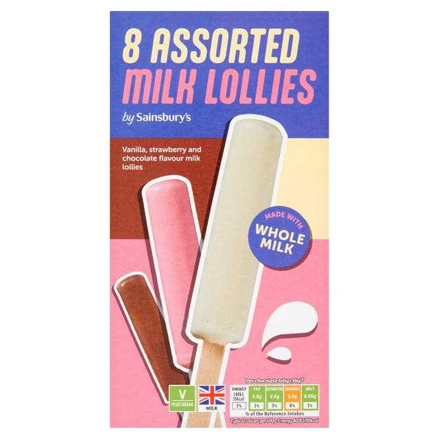 Sainsbury's Assorted Milk Lollies 8x35ml - gallery image 1