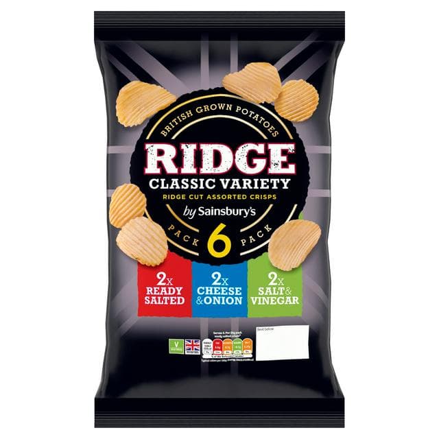 Sainsbury's Variety Ridged Multipack Crisps 6x25g - gallery image 1