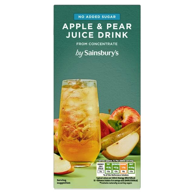 Sainsbury's Apple & Pear Juice Drink, No Added Sugar 1L - gallery image 1