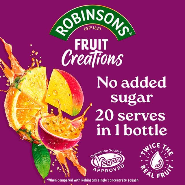 Robinsons Fruit Creations Exotic Pineapple, Mango & Passion Fruit Squash 1L - gallery image 2