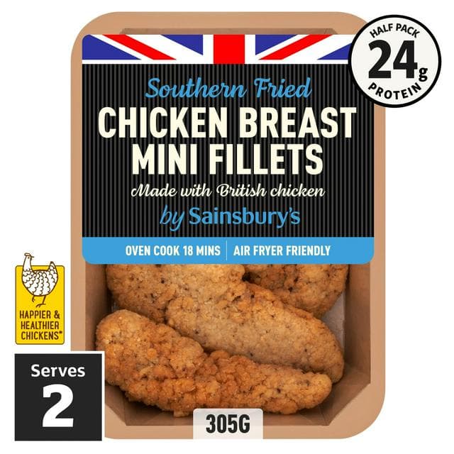 Sainsbury's Southern Fried Breaded Fresh British Chicken Mini Fillets 305g - gallery image 1