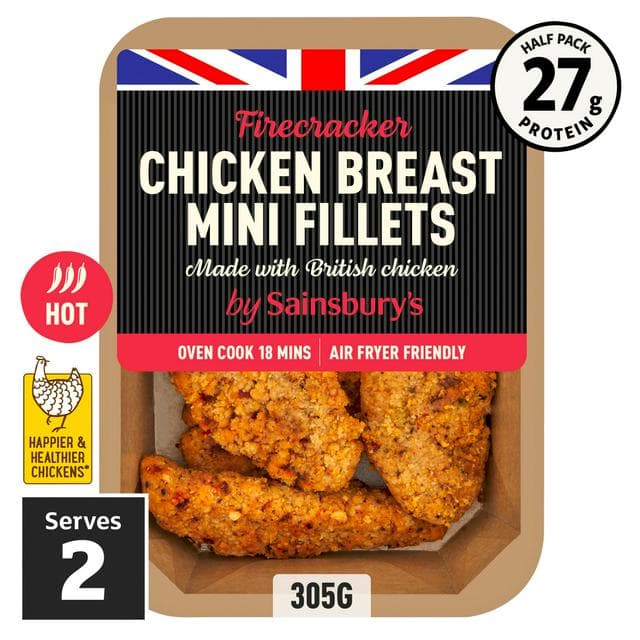 Sainsbury's Breaded Firecracker British Fresh Chicken Breast Mini Fillets 305g - gallery image 1