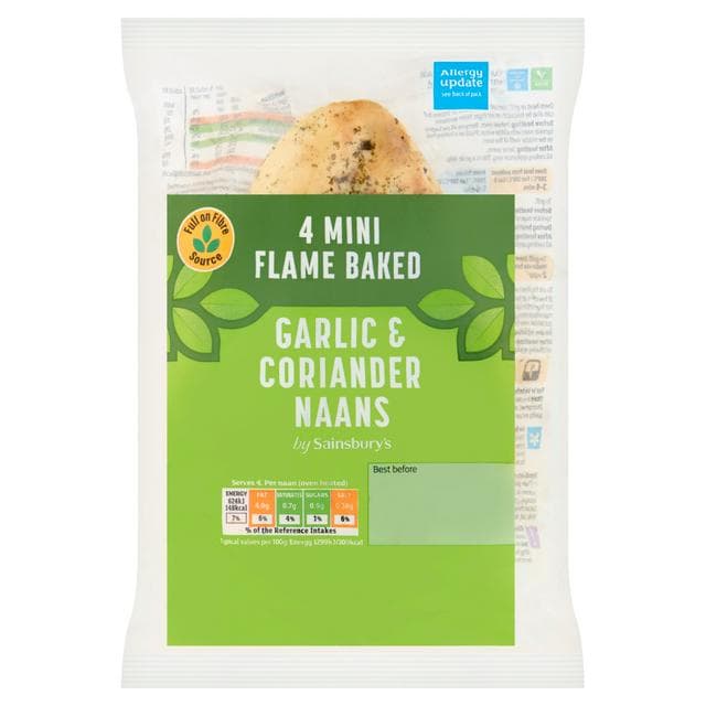 Sainsbury's Mini Garlic & Coriander Naans x4 - gallery image 1