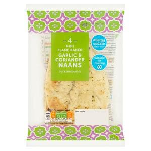 Sainsbury's Mini Garlic & Coriander Naans x4