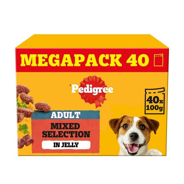 Pedigree Adult Wet Dog Food Pouches Mixed In Jelly Mega Pack 40x100g - gallery image 1