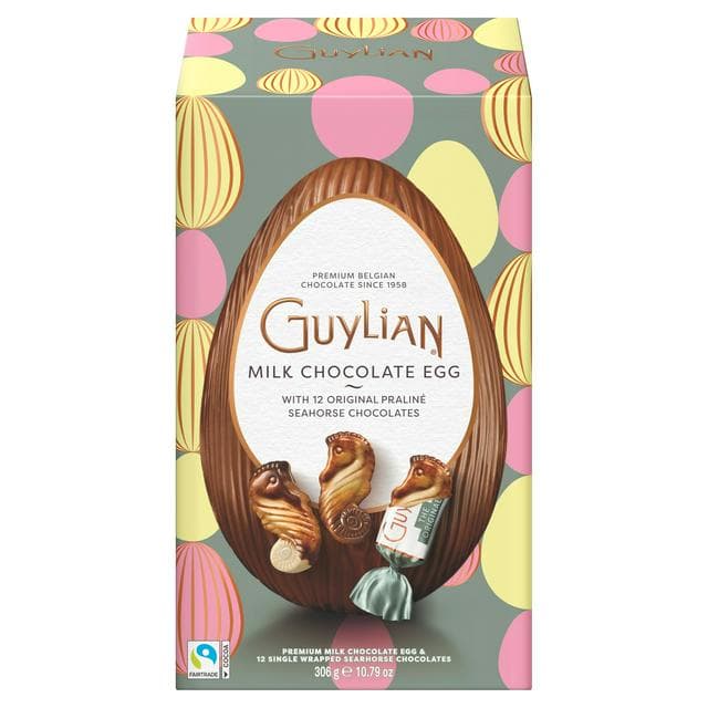 Guylian Milk Chocolate XL Easter Egg with Original Praline Seahorses Chocolates x12 306g - gallery image 1