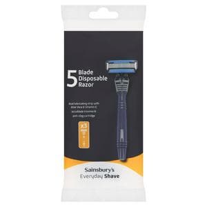 Sainsbury's Everyday 5 Blade Disposable Razor with Trimmer x3