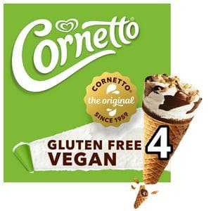 Cornetto Vegan & Gluten Free Ice Cream Cones 4x90ml