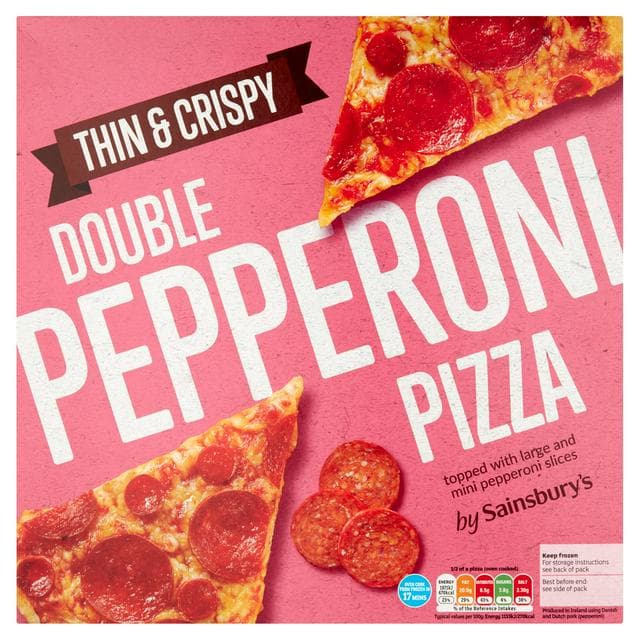 Sainsbury's Double Pepperoni Thin Pizza 339g - gallery image 1
