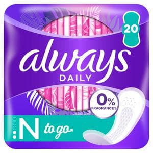 Always Dailies Singles To Go Panty Liners x 20
