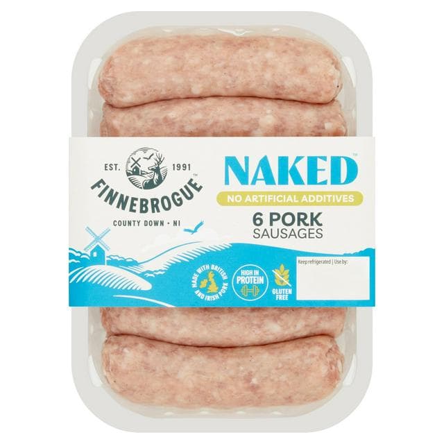 Finnebrogue Naked Pork Sausages x6 400g - gallery image 1