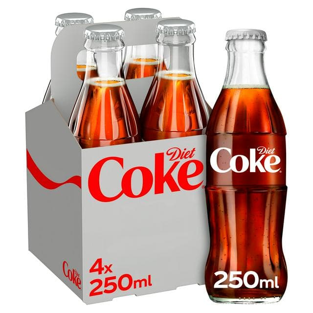 Diet Coke Cola 4 x 250ml Glass Bottles - gallery image 1