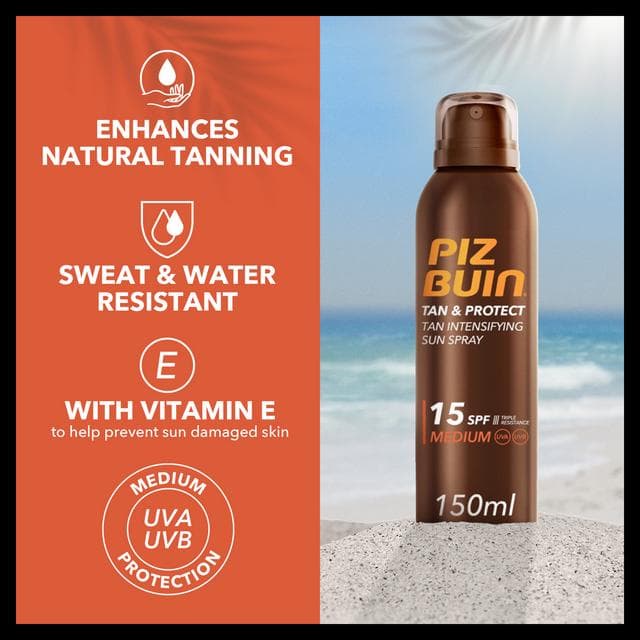 Piz Buin 150ml Tan & Protect Intensifying SPF 15 Sun Cream Spray - gallery image 2