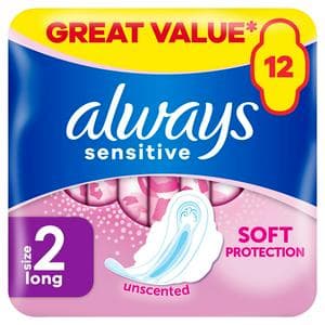 Always 12 x Sensitive Long Wings Size 2 Sanitary Towels