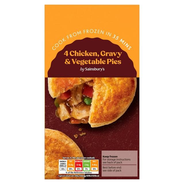 Sainsbury's Chicken, Gravy & Vegetable Pie x4 568g - gallery image 1