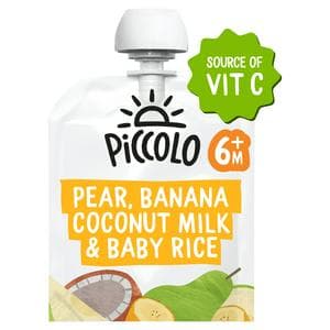 Piccolo Organic Pear Banana Coconut Milk & Baby Rice Smooth 4 Months+ 100g