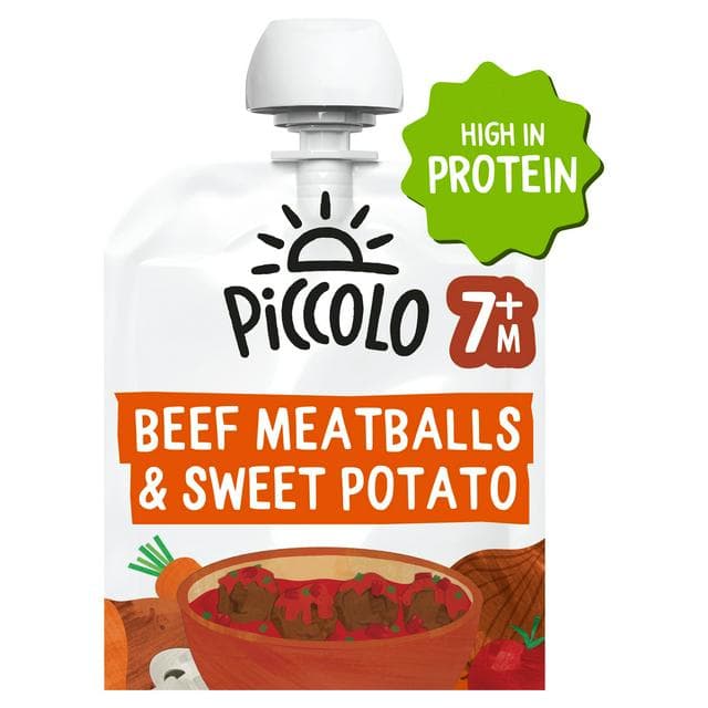Piccolo Organic Grass Fed Beef Meatballs & Sweet Potato 7 Months+ 130g - gallery image 1