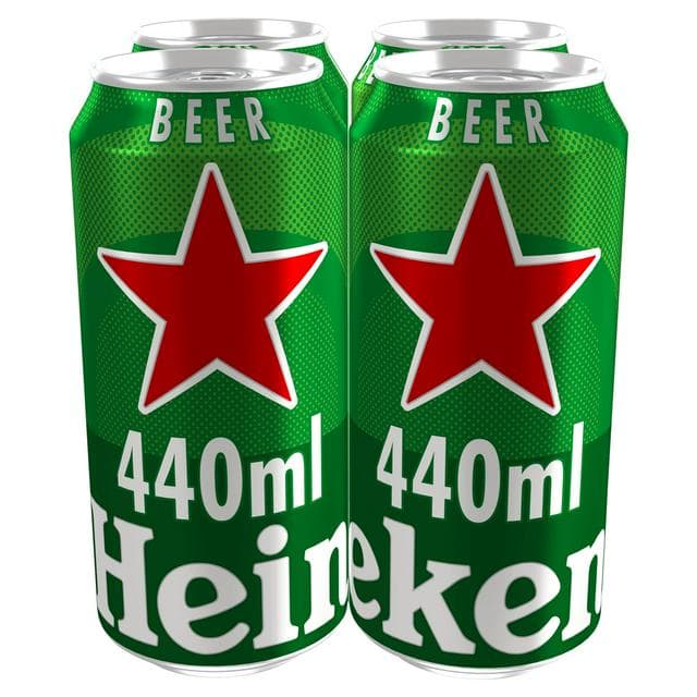 Heineken Premium Lager Beer Cans 4 x 440ml - gallery image 1
