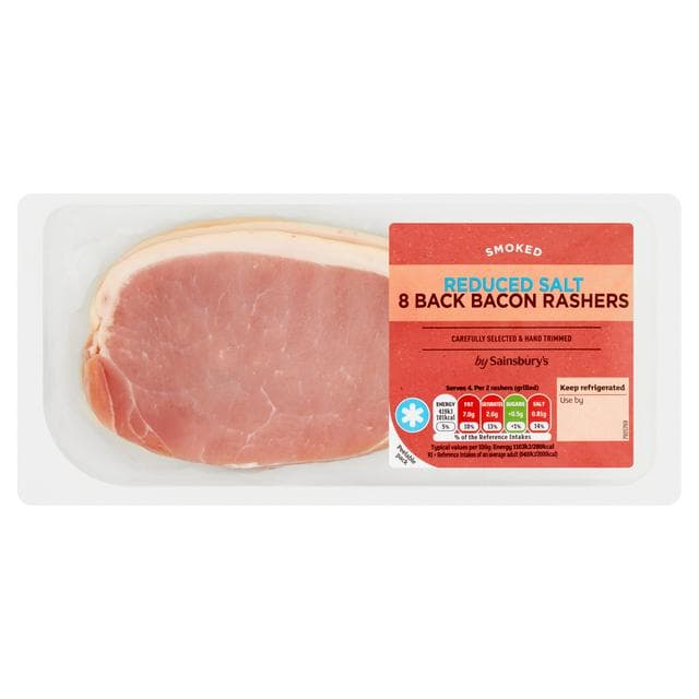 Sainsbury's Smoked Reduced Salt Back Bacon Rashers x8 250g - gallery image 1