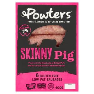 Powters Skinny Pig Gluten Free Low Fat Sausages x6 400g