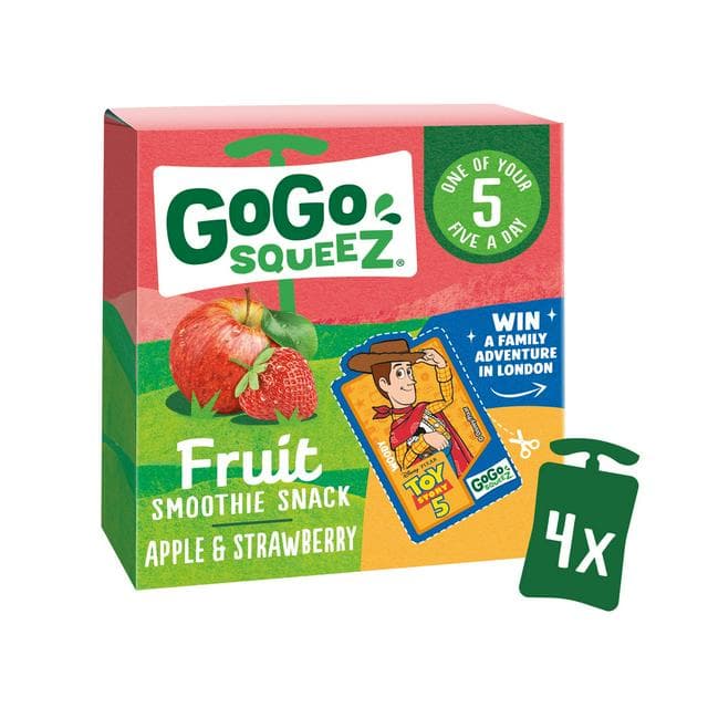 GoGo Squeez Fruit Smoothie Snack Apple & Strawberry 4x90g - gallery image 1