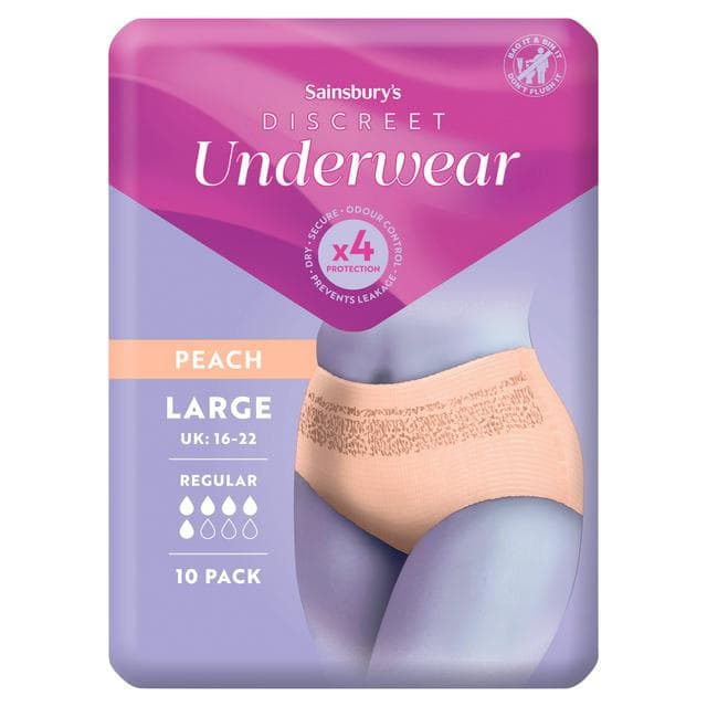 Sainsbury's Comfort Fit for Her 10 Discreet Underwear Pants Normal Large x10 - gallery image 1