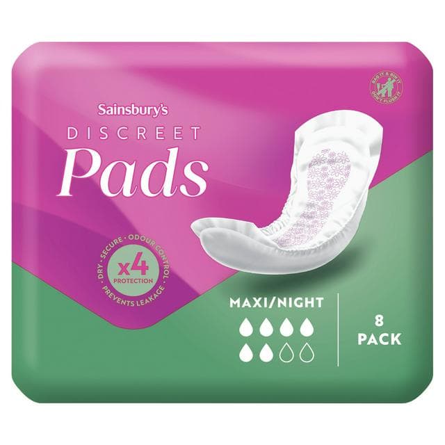 Sainsbury's Comfort Fit for Her 8 Discreet Maxi/Night Women's Pads x8 - gallery image 1