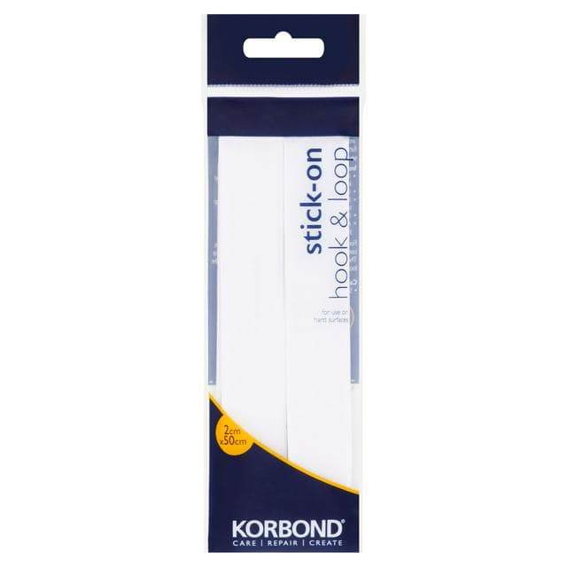 Korbond Care & Repair Stick On Hook & Loop White 2cm x 50cm - gallery image 1
