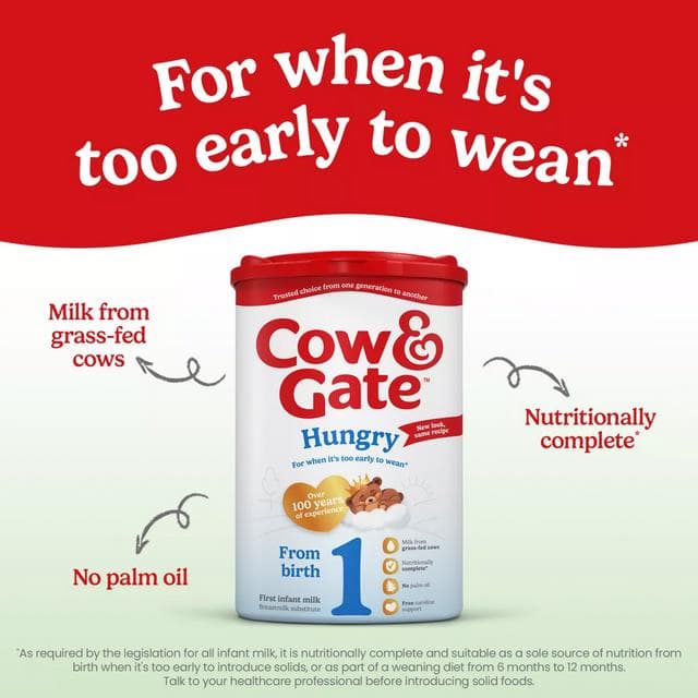 Cow & Gate Hungry Baby Milk Infant Formula Powder From Birth 800g - gallery image 4