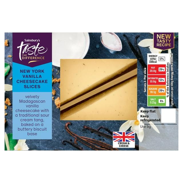 Sainsbury's New York Vanilla Cheesecake Slices, Taste the Difference 2x92g - gallery image 1