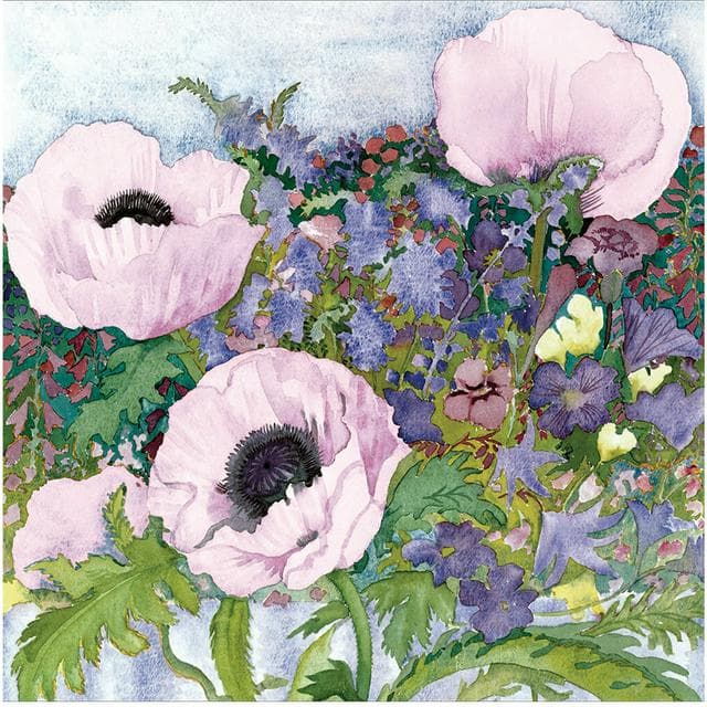 Woodmansterne Blank Open Greeting Card Send with Anemone Watercolour Flowers Classic Image - gallery image 1