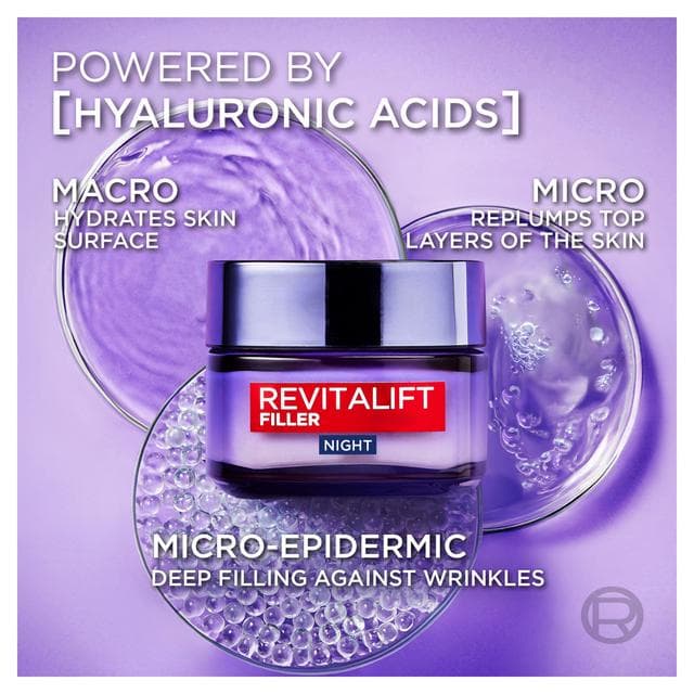 L'Oreal Paris Revitalift Filler Renew Anti-Ageing Night Cream 50ml - gallery image 5