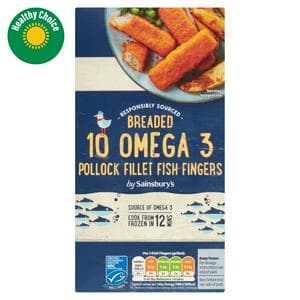 Sainsbury's 10 Breaded Omega 3 Pollock Fillet Fish Fingers 300g