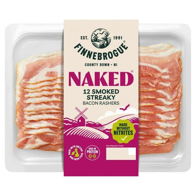 Finnebrogue Naked Smoked Streaky Bacon Rashers x12 200g - gallery image 1